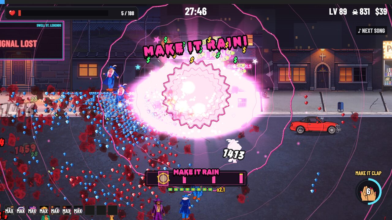 Thotzilla's Make It Rain, a pink blast over the street